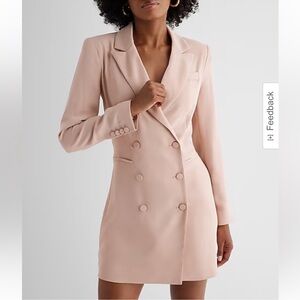 Express Elegant Blush Double-Breasted Dress Long Sleeve Blazer Dress Business XS